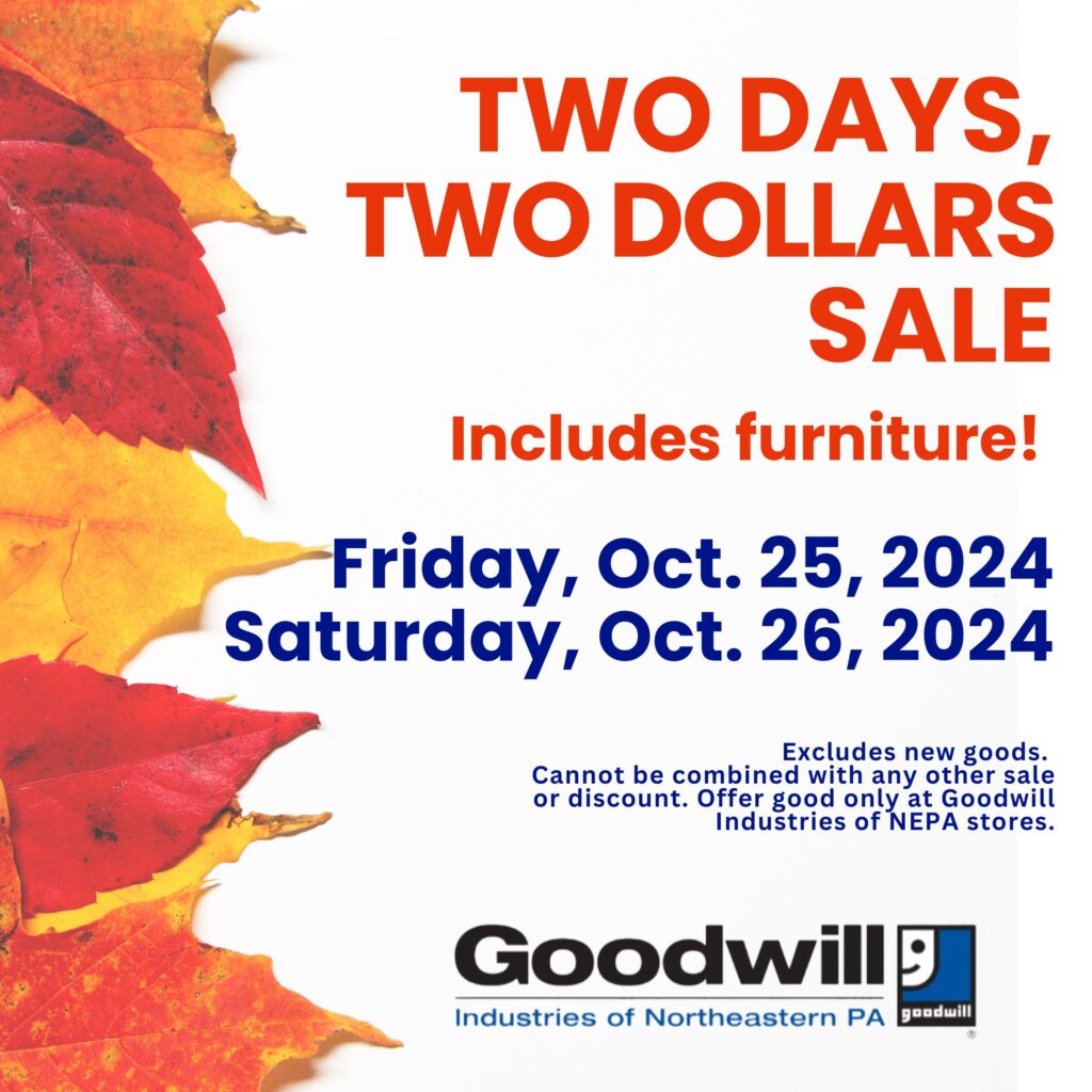 Graphic promoting Two Days Two Dollars sale October 25-26, 2024