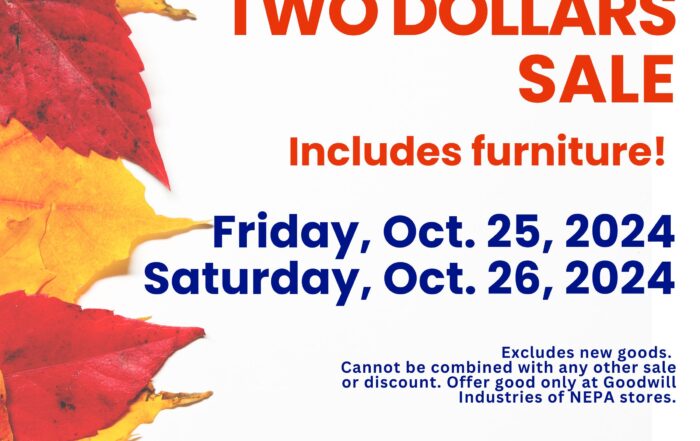 Graphic promoting Two Days Two Dollars sale October 25-26, 2024