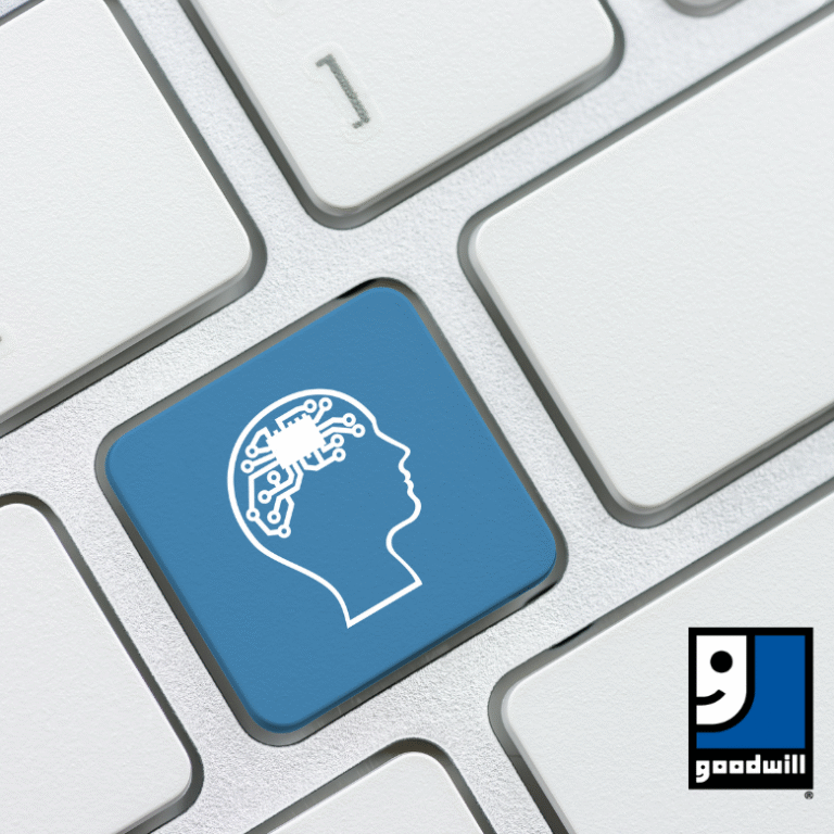 Picture of a keyboard with a drawing of a human head with a brain