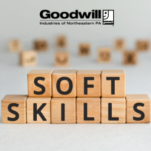 Promotional images that spells out the words soft skills on block letters.